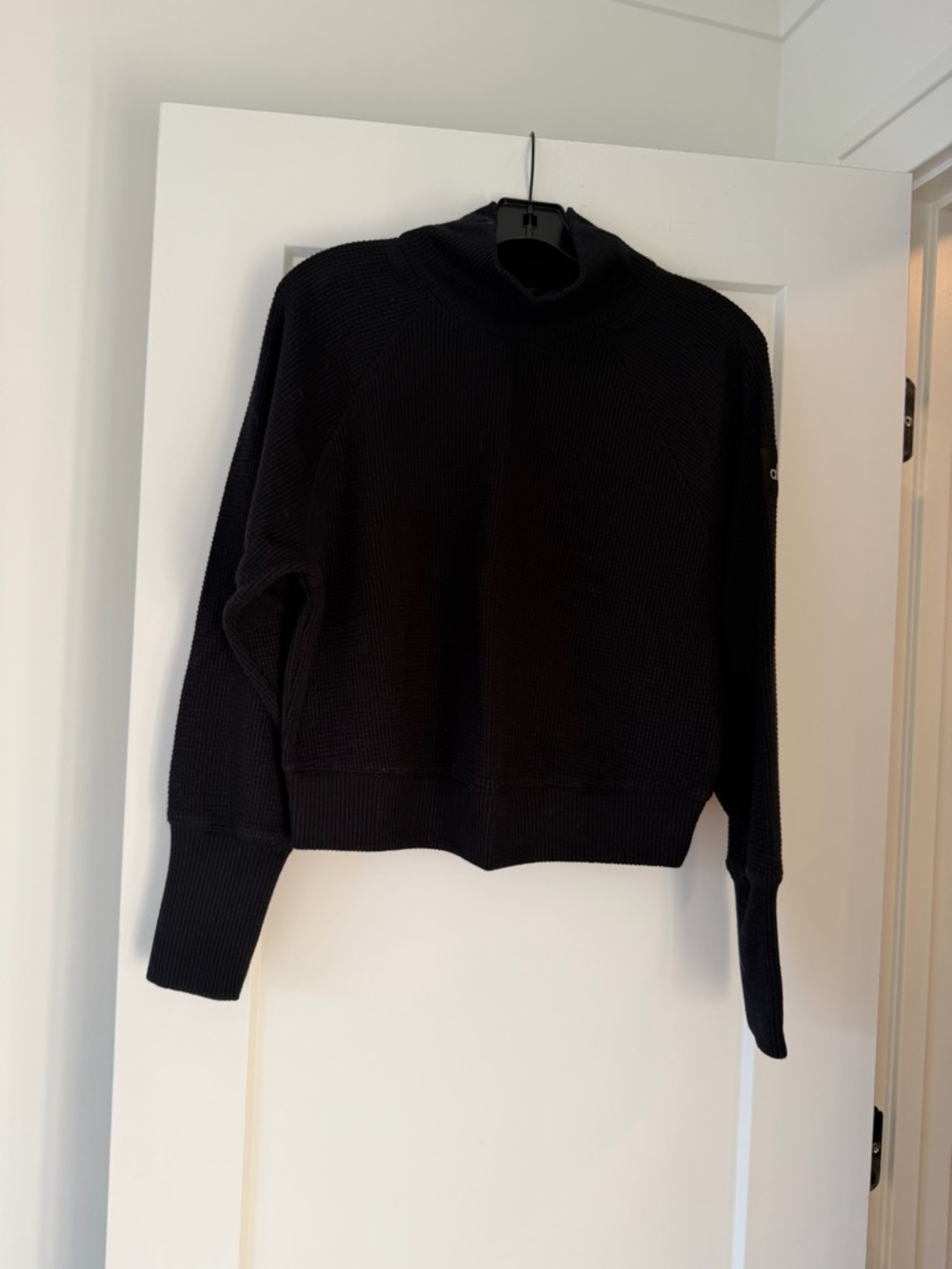 ALO Yoga Black Waffle Knit Turtleneck Sweater
